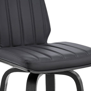 27" Gray And Black Faux Leather And Fabric And Iron Counter Height Swivel Bar Chair