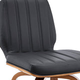 30" Gray and Brown Faux Leather and Solid and Manufactured Wood Bar Height Swivel Bar Chair