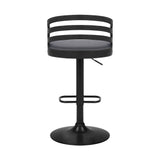 25" Gray And Black Iron Swivel Adjustable Height Bar Chair