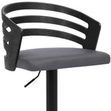 25" Gray And Black Iron Swivel Adjustable Height Bar Chair