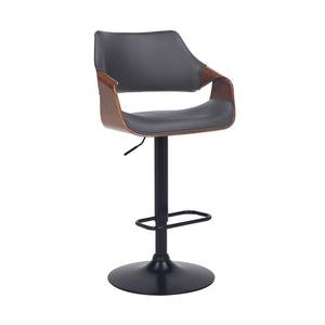Gray And Black Fabric And Iron Adjustable Height Swivel Bar Chair