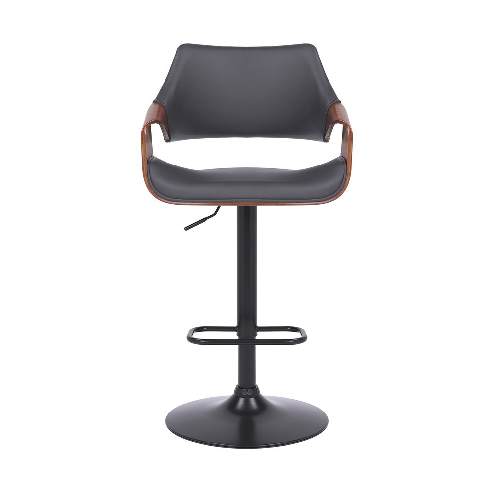 Gray And Black Fabric And Iron Adjustable Height Swivel Bar Chair