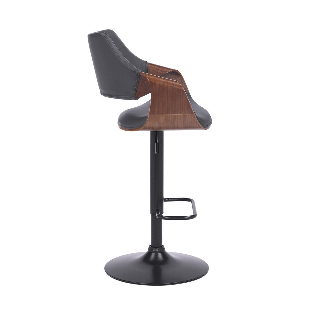 Gray And Black Fabric And Iron Adjustable Height Swivel Bar Chair