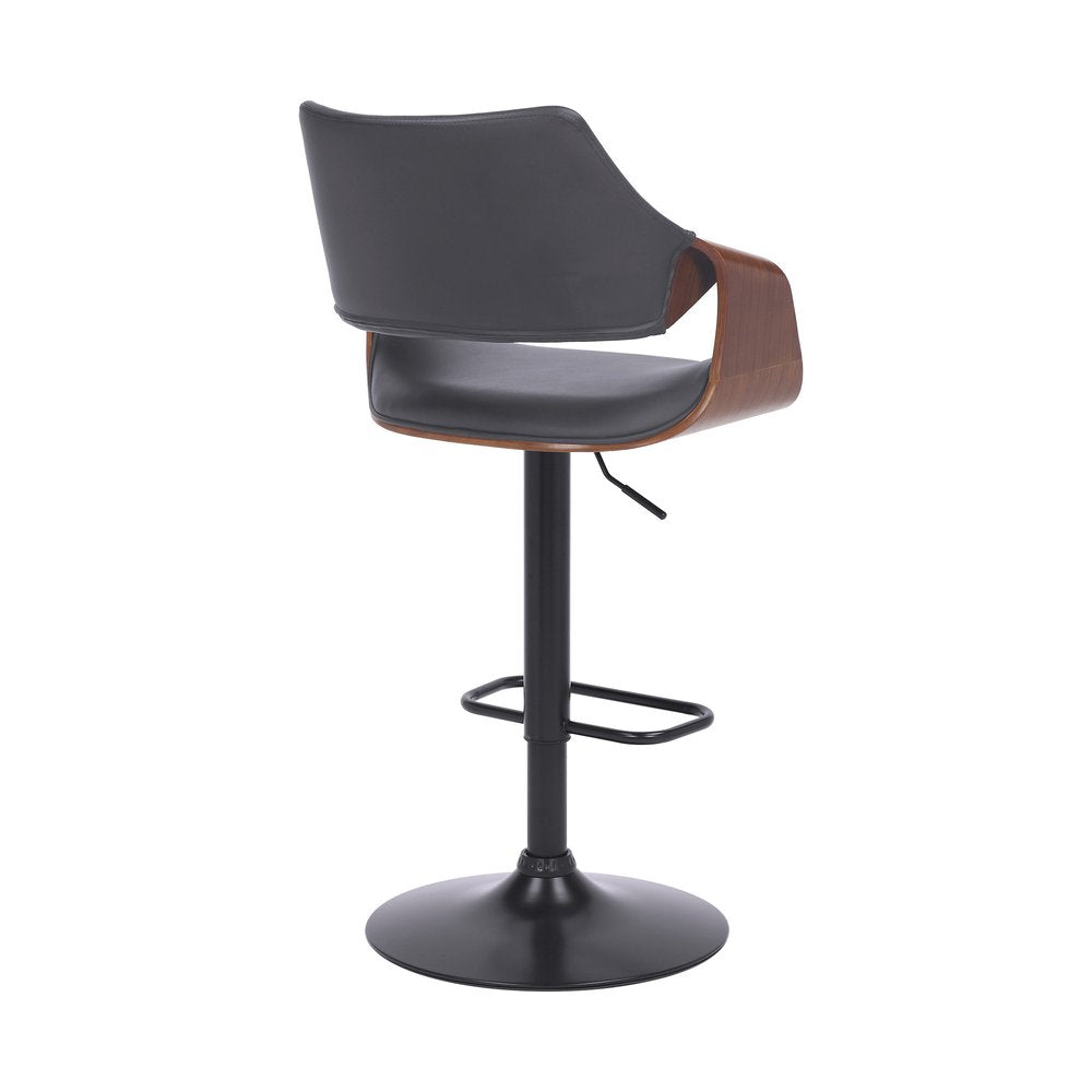Gray And Black Fabric And Iron Adjustable Height Swivel Bar Chair