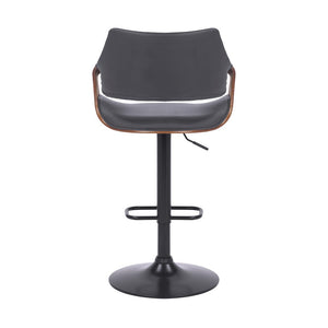 Gray And Black Fabric And Iron Adjustable Height Swivel Bar Chair