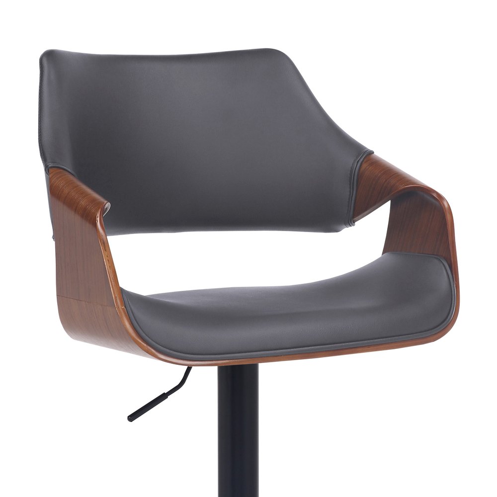 Gray And Black Fabric And Iron Adjustable Height Swivel Bar Chair