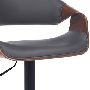 Gray And Black Fabric And Iron Adjustable Height Swivel Bar Chair