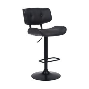 Black Fabric And Iron Adjustable Height Swivel Bar Chair