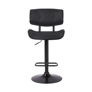 Black Fabric And Iron Adjustable Height Swivel Bar Chair