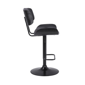 Black Fabric And Iron Adjustable Height Swivel Bar Chair