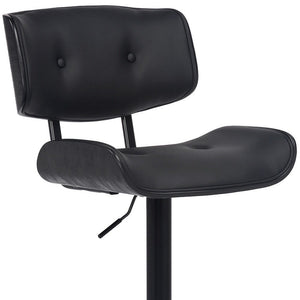 Black Fabric And Iron Adjustable Height Swivel Bar Chair