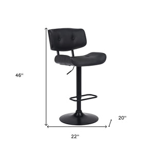 Black Fabric And Iron Adjustable Height Swivel Bar Chair