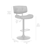 Cream and Black Fabric and Iron Adjustable Height Swivel Bar Chair