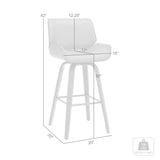 30" Gray and Black Faux Leather and Iron Bar Height Swivel Bar Chair