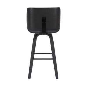 30" Gray and Black Faux Leather and Iron Bar Height Swivel Bar Chair