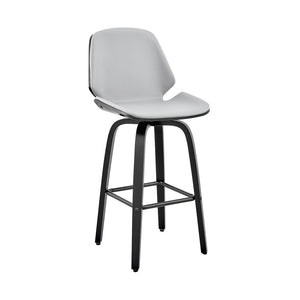 26" Gray And Black Fabric And Iron Counter Height Swivel Bar Chair
