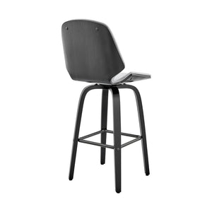 26" Gray And Black Fabric And Iron Counter Height Swivel Bar Chair