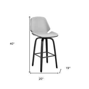 26" Gray And Black Fabric And Iron Counter Height Swivel Bar Chair