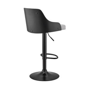 Gray And Black Fabric And Iron Adjustable Height Swivel Bar Chair