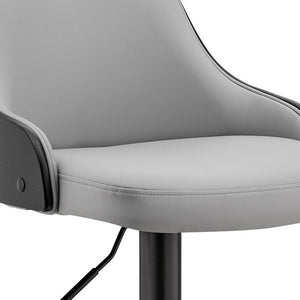 Gray And Black Fabric And Iron Adjustable Height Swivel Bar Chair