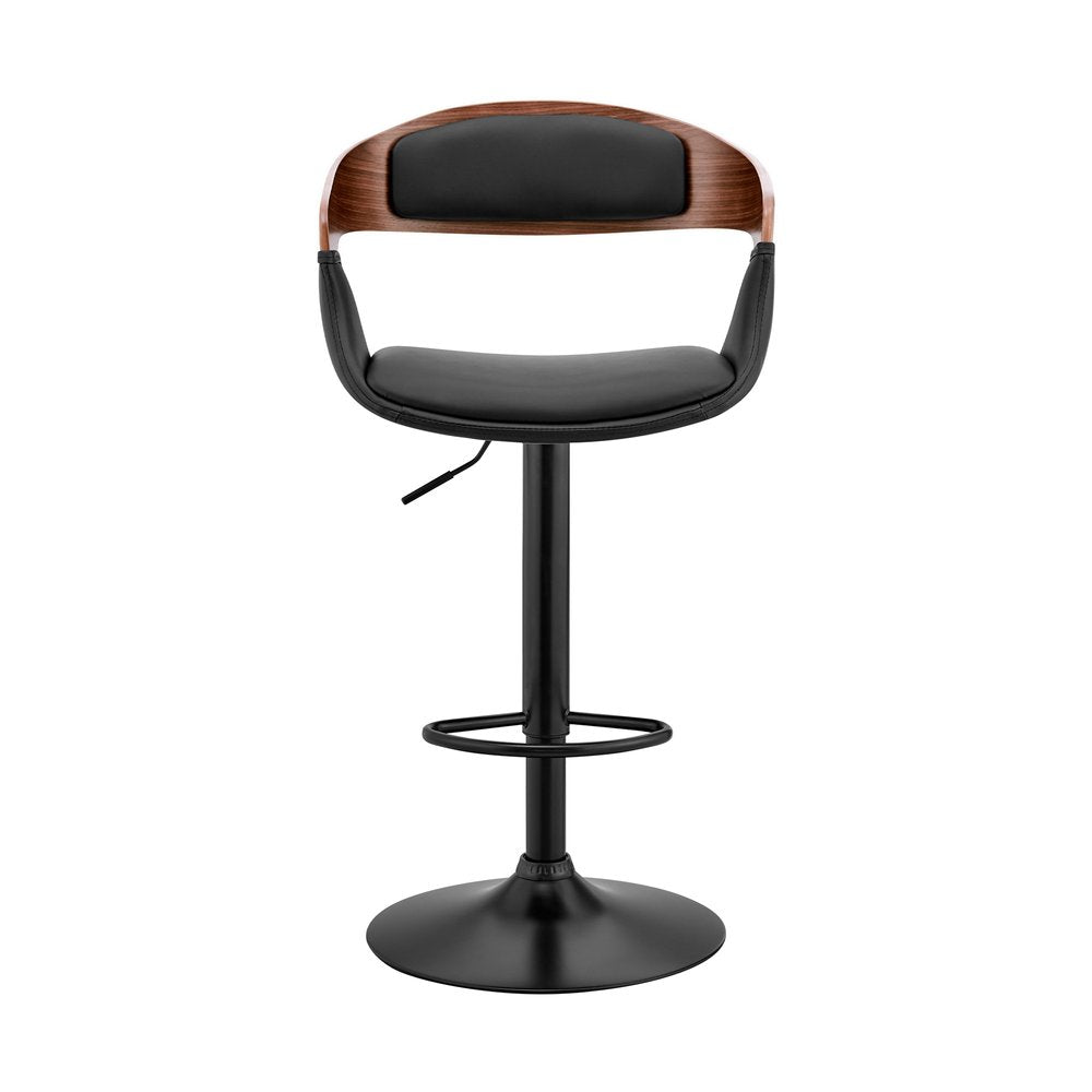 Black Fabric And Iron Low Back Adjustable Height Swivel Bar Chair