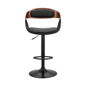 Black Fabric And Iron Low Back Adjustable Height Swivel Bar Chair