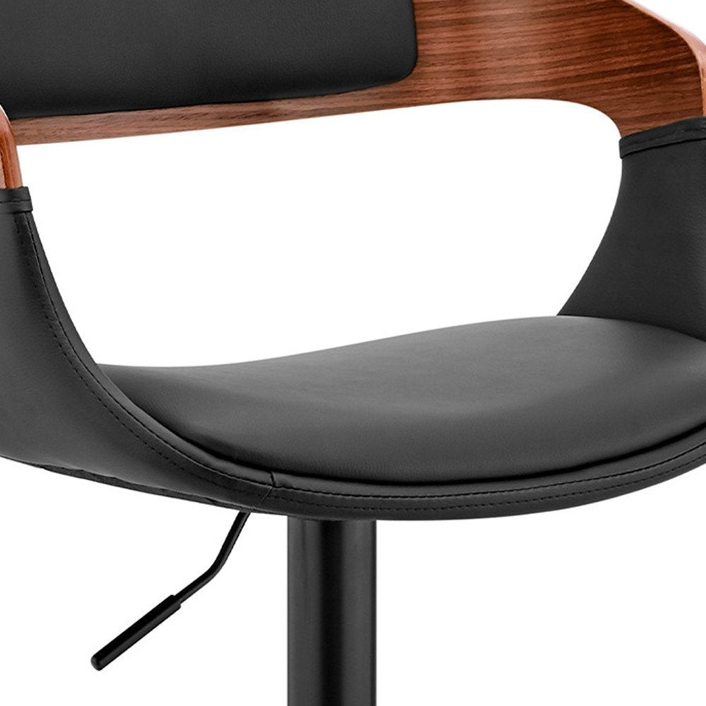 Black Fabric And Iron Low Back Adjustable Height Swivel Bar Chair