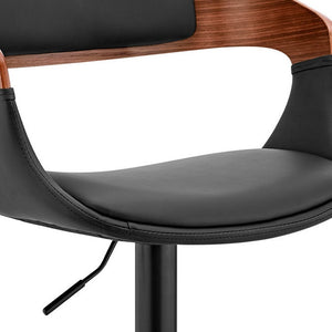 Black Fabric And Iron Low Back Adjustable Height Swivel Bar Chair