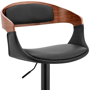 Black Fabric And Iron Low Back Adjustable Height Swivel Bar Chair