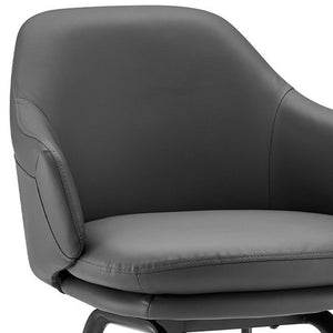 26" Gray and Black Fabric and Iron Low Back Counter Height Swivel Bar Chair