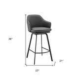 26" Gray and Black Fabric and Iron Low Back Counter Height Swivel Bar Chair