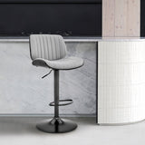 24" Gray And Black Iron Swivel Adjustable Height Bar Chair