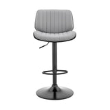 24" Gray And Black Iron Swivel Adjustable Height Bar Chair