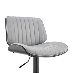 Gray And Black Fabric And Iron Adjustable Height Swivel Bar Chair