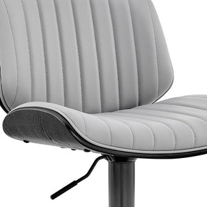 Gray And Black Fabric And Iron Adjustable Height Swivel Bar Chair