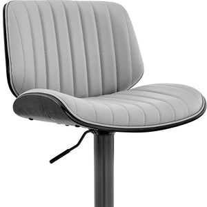 Gray And Black Fabric And Iron Adjustable Height Swivel Bar Chair