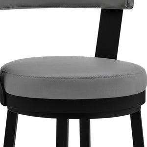 26" Gray and Black Fabric and Iron Counter Height Swivel Bar Chair