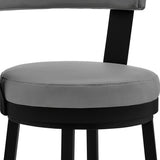 26" Gray and Black Fabric and Iron Counter Height Swivel Bar Chair