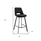 30" Black Faux Leather and Iron Bar Height Swivel Bar Chair