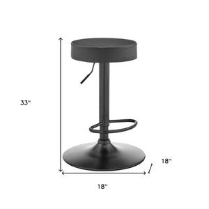 24" Gray And Black Iron Backless Adjustable Height Bar Chair