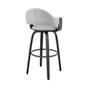 26" Gray And Black Fabric And Iron Low Back Counter Height Swivel Bar Chair