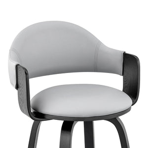 26" Gray And Black Fabric And Iron Low Back Counter Height Swivel Bar Chair