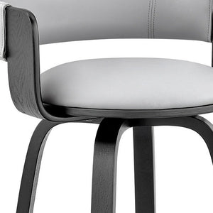 26" Gray And Black Fabric And Iron Low Back Counter Height Swivel Bar Chair