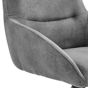 26" Charcoal And Black Fabric And Iron Counter Height Bar Chair