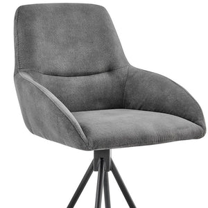 26" Charcoal And Black Fabric And Iron Counter Height Bar Chair