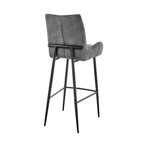 26" Charcoal And Black Fabric And Iron Counter Height Bar Chair