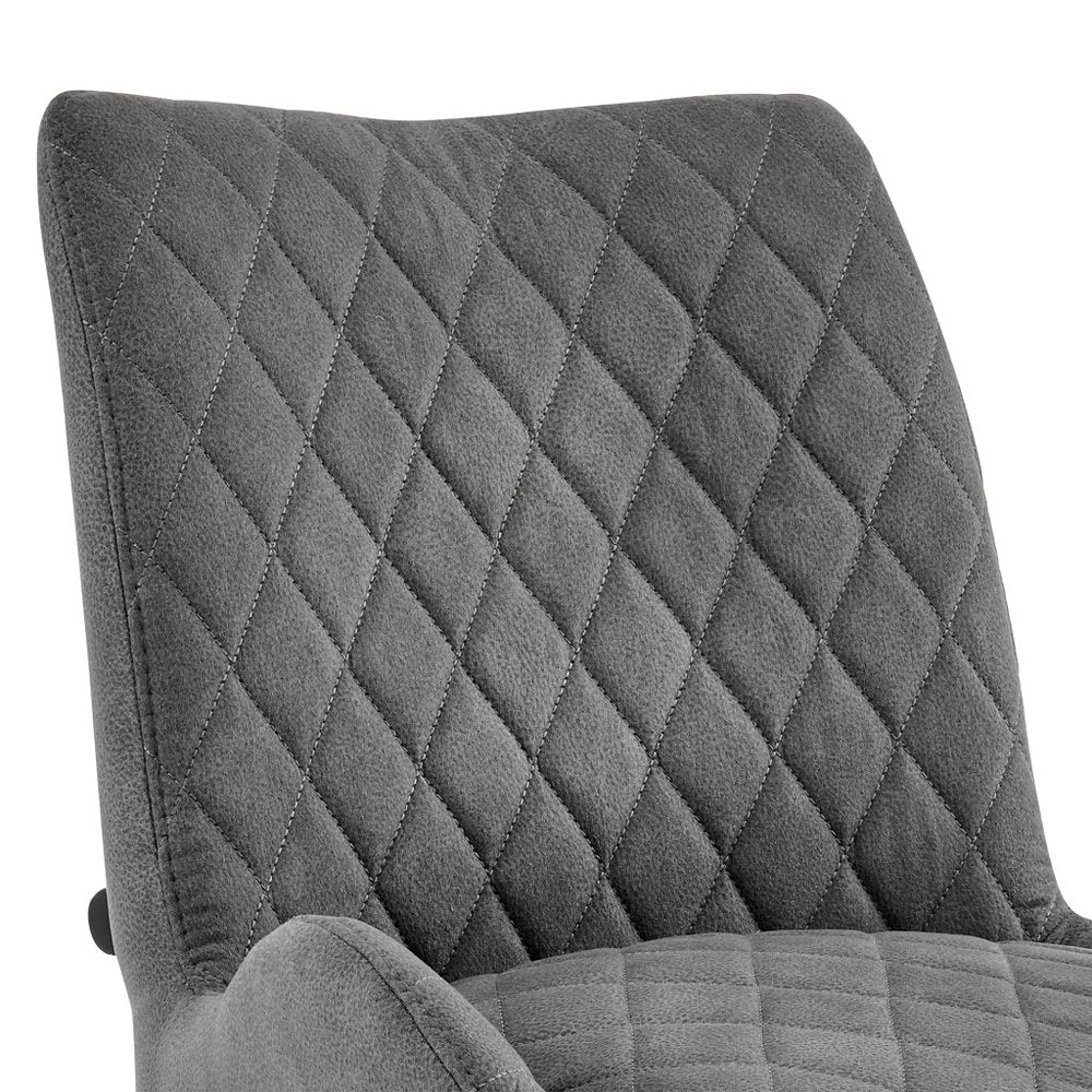 26" Charcoal And Black Fabric And Iron Counter Height Bar Chair