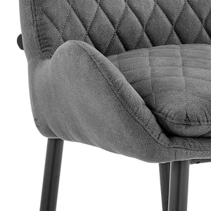 26" Charcoal And Black Fabric And Iron Counter Height Bar Chair