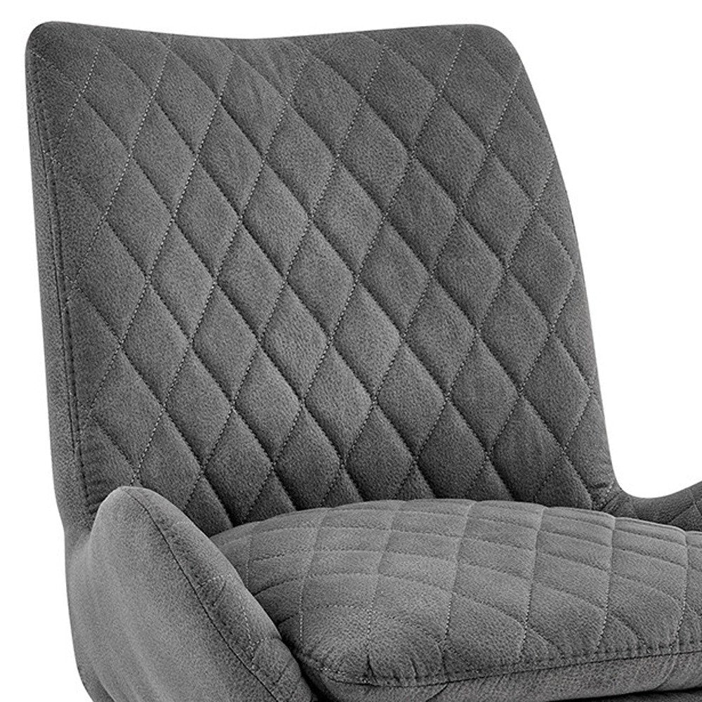 26" Charcoal And Black Fabric And Iron Counter Height Bar Chair
