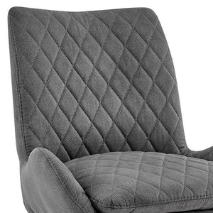 26" Charcoal And Black Fabric And Iron Counter Height Bar Chair